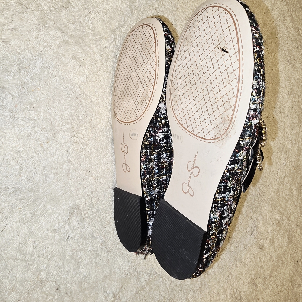 Jessica Simpson Elegant Black Tweed Women's Flat Shoes - Picture 6 of 6
